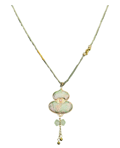 Moon & Spring Rabbit Song Brocade Necklace 周家明月兔衔春宋锦项链