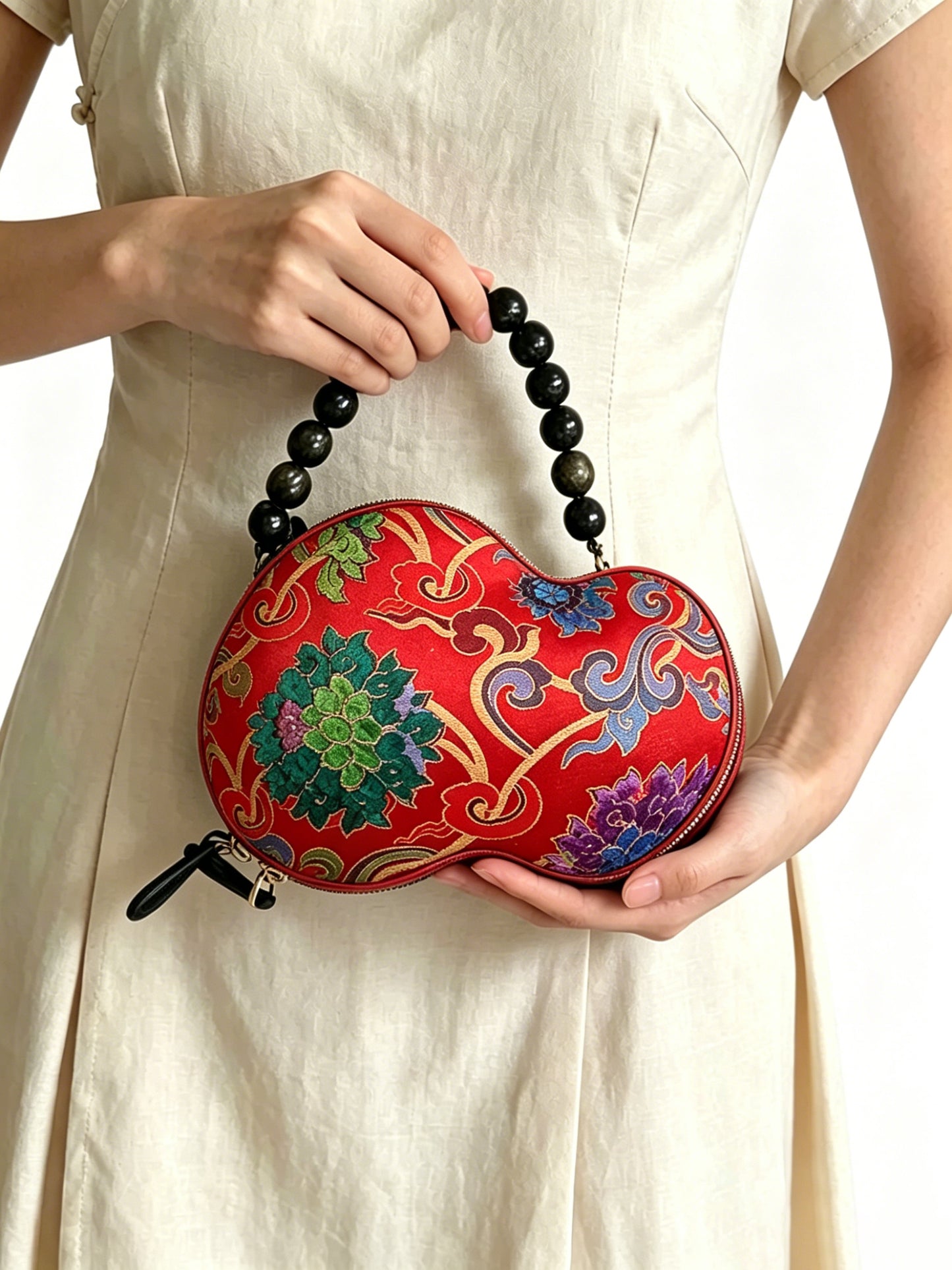 Multicolored Yun Brocade & Zhang Satin Gourd Handbag | 红彩云锦漳缎葫芦包