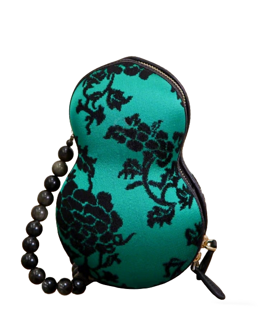 Interlocking Peony Zhang Velvet Gourd Bag 缠枝牡丹漳绒葫芦包
