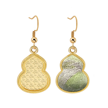 Song Brocade Earrings | Tea Scent & Moonlit Lotus Pond 茶香荷塘月色宋锦耳环