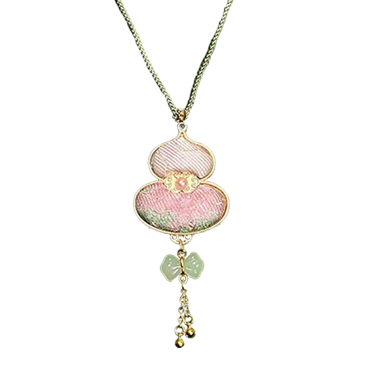 Moon & Spring Rabbit Song Brocade Necklace 周家明月兔衔春宋锦项链