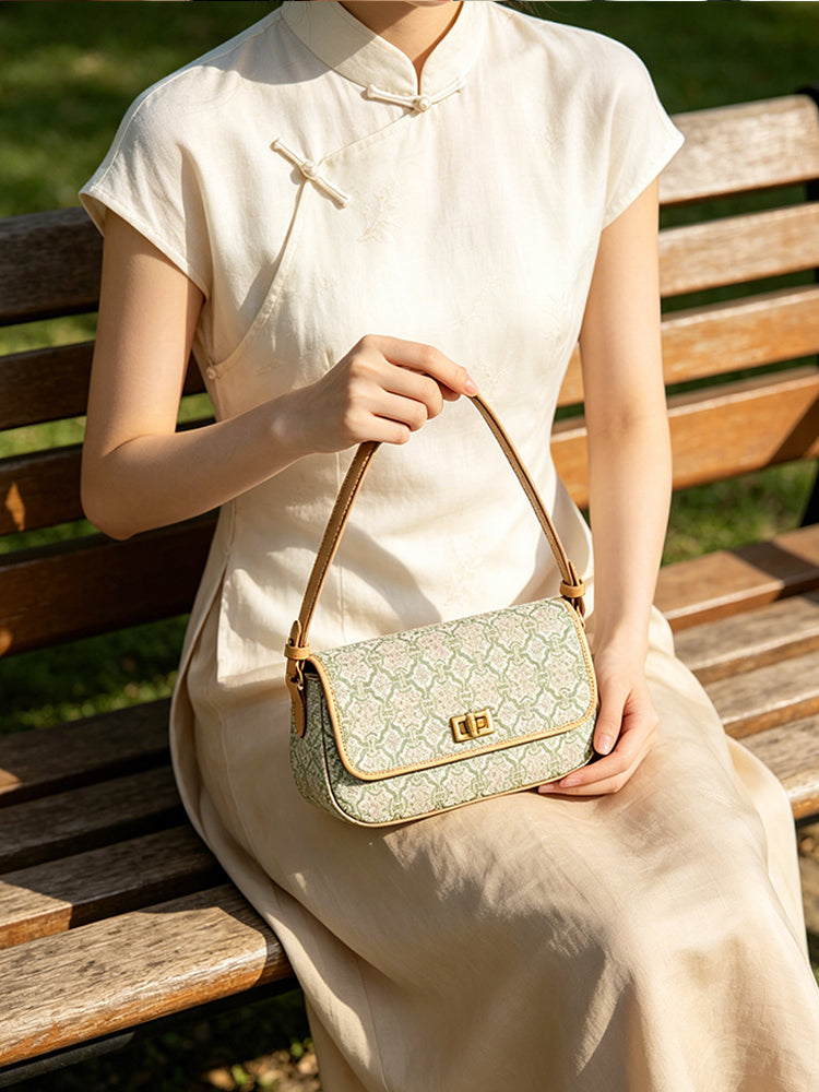 Shangjiukai Victory Motif Song Brocade Crossbody Bag | 上久楷定胜纹宋锦斜挎包