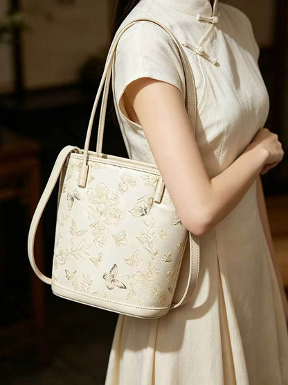 Floral & Butterfly Dream Song Brocade Handbag 花蝶绮梦宋锦手提包