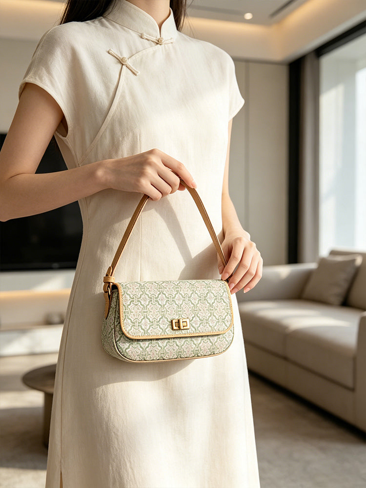Shangjiukai Victory Motif Song Brocade Crossbody Bag | 上久楷定胜纹宋锦斜挎包