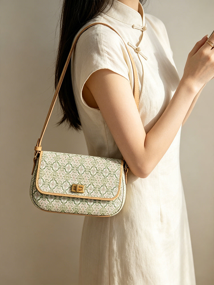 Shangjiukai Victory Motif Song Brocade Crossbody Bag | 上久楷定胜纹宋锦斜挎包