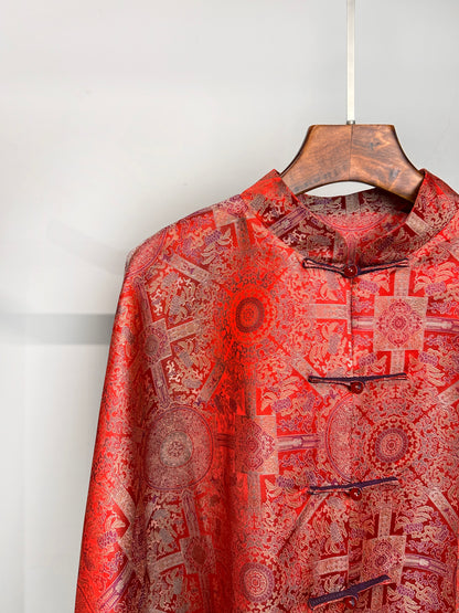 Song Brocade Coat・Red Bada Yun Color-blocked Design 红八大晕宋锦撞色外套