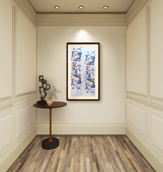 Four Seasons Flowers Plain Stitch Suzhou Embroidery Hanging Scroll 四季花卉平针绣苏绣挂画