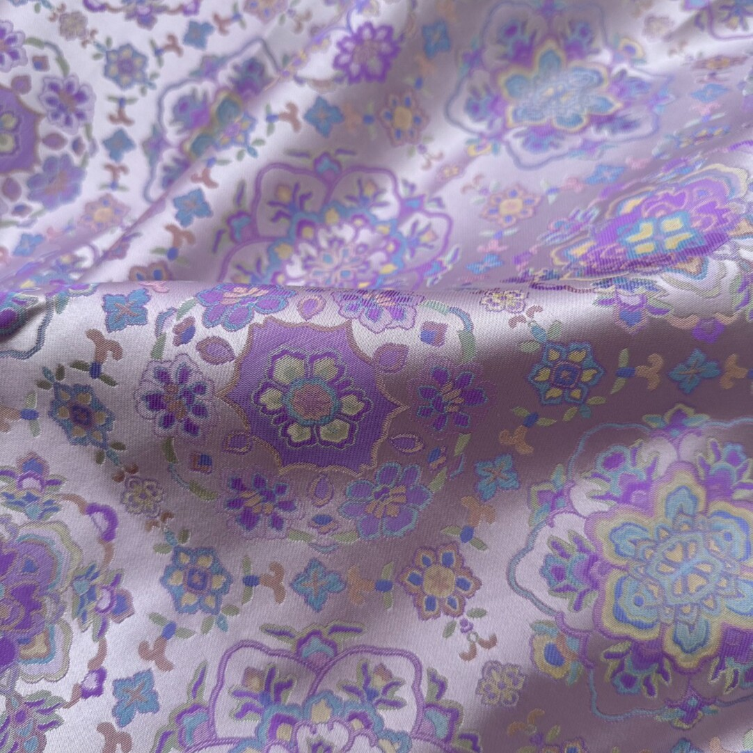Yujiutian Purple Treasure Flower Song Brocade Ladder-shaped Earrings 御九天紫宝相宋锦长梯型耳环