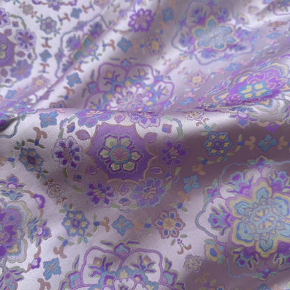 Yujiutian Purple Treasure Flower Song Brocade Ladder-shaped Earrings 御九天紫宝相宋锦长梯型耳环