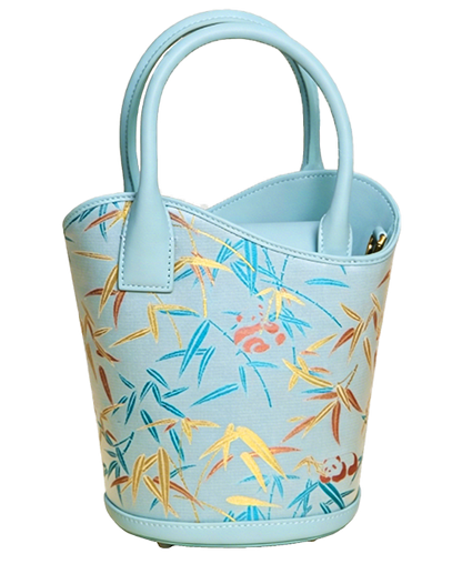 Panda & Bamboo Leaf Pattern Song Brocade Bucket Bag | 熊猫竹叶纹宋锦水桶包