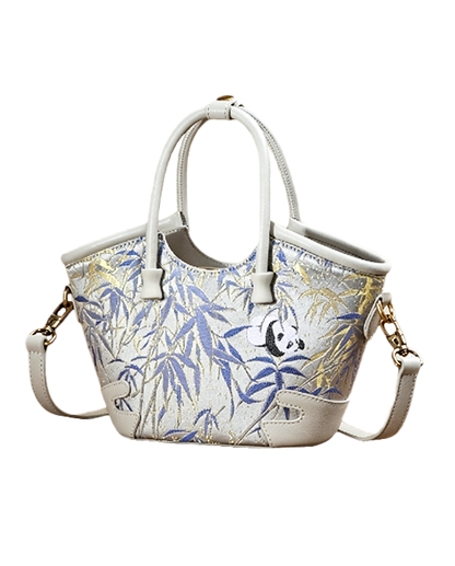 Panda Garden Song Brocade Crossbody & Handheld Bag | 熊猫园林宋锦可斜挎手提包