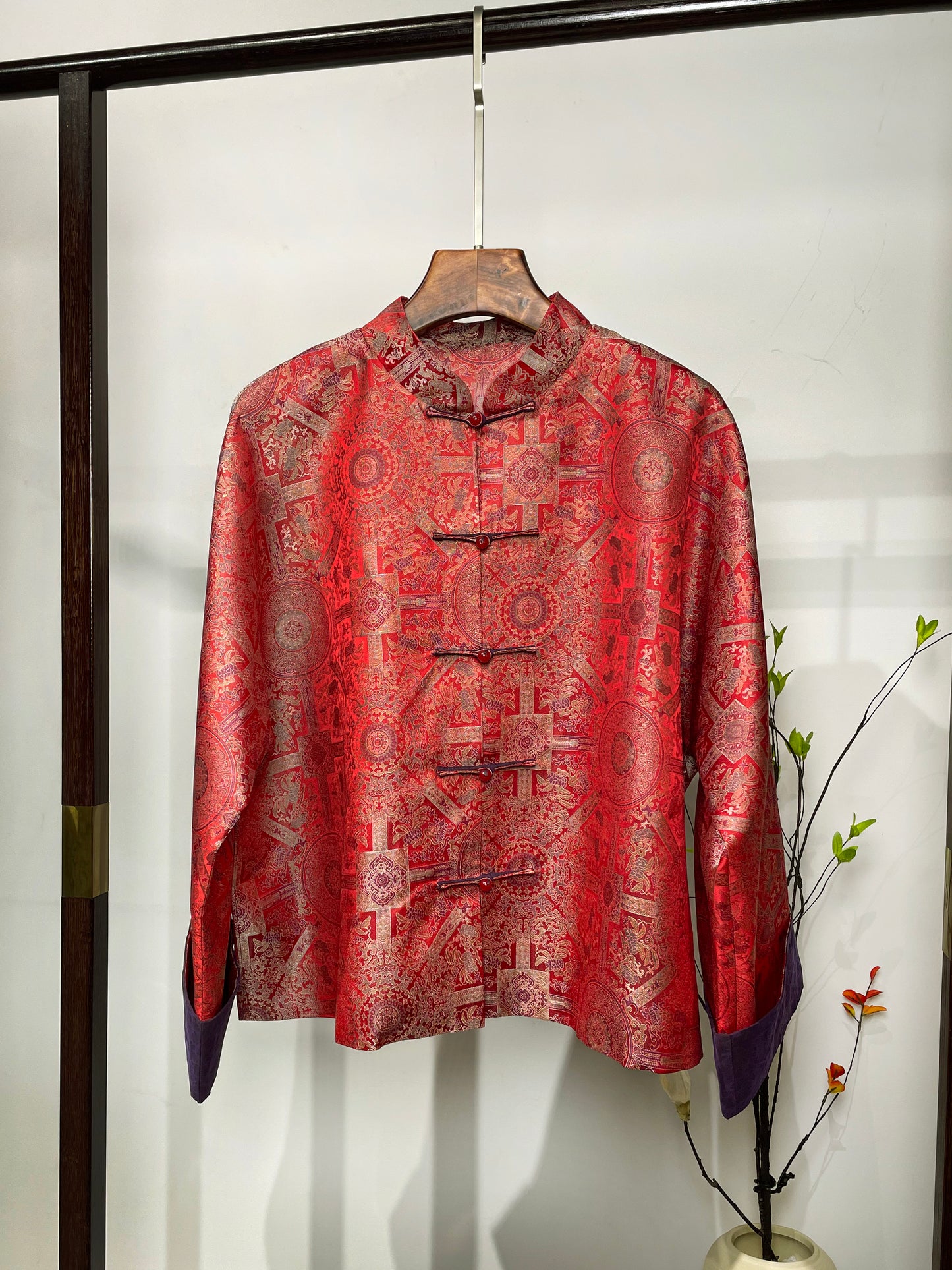 Song Brocade Coat・Red Bada Yun Color-blocked Design 红八大晕宋锦撞色外套