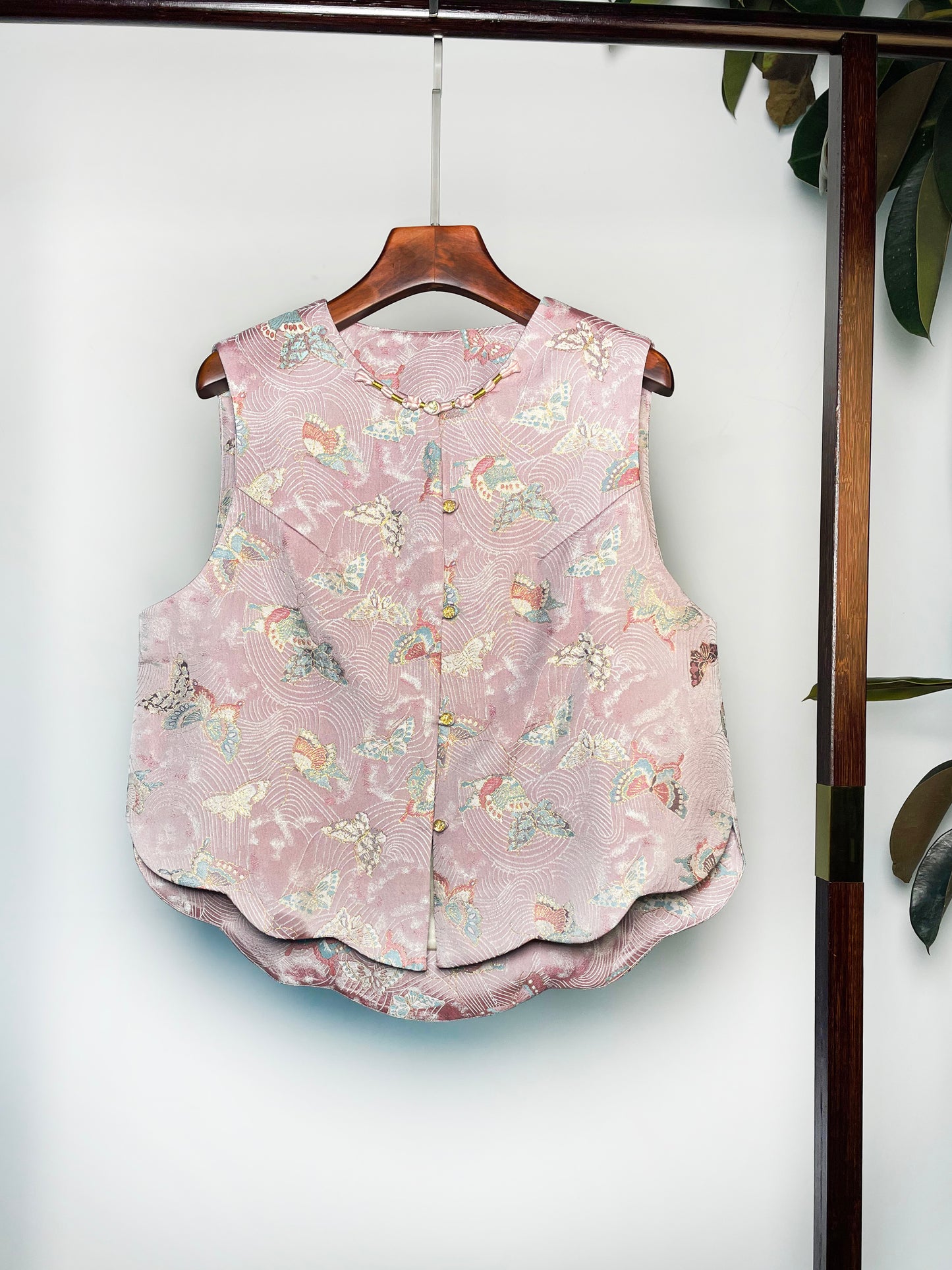 Song Brocade Waistcoat・Butterfly & Flower Pattern, Petal Edge 蝶恋花纹宋锦花瓣边马甲
