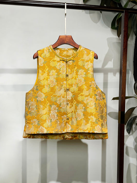 Waistcoat・Golden Background Kylin & Peony Motif 金地麒麟牡丹马甲