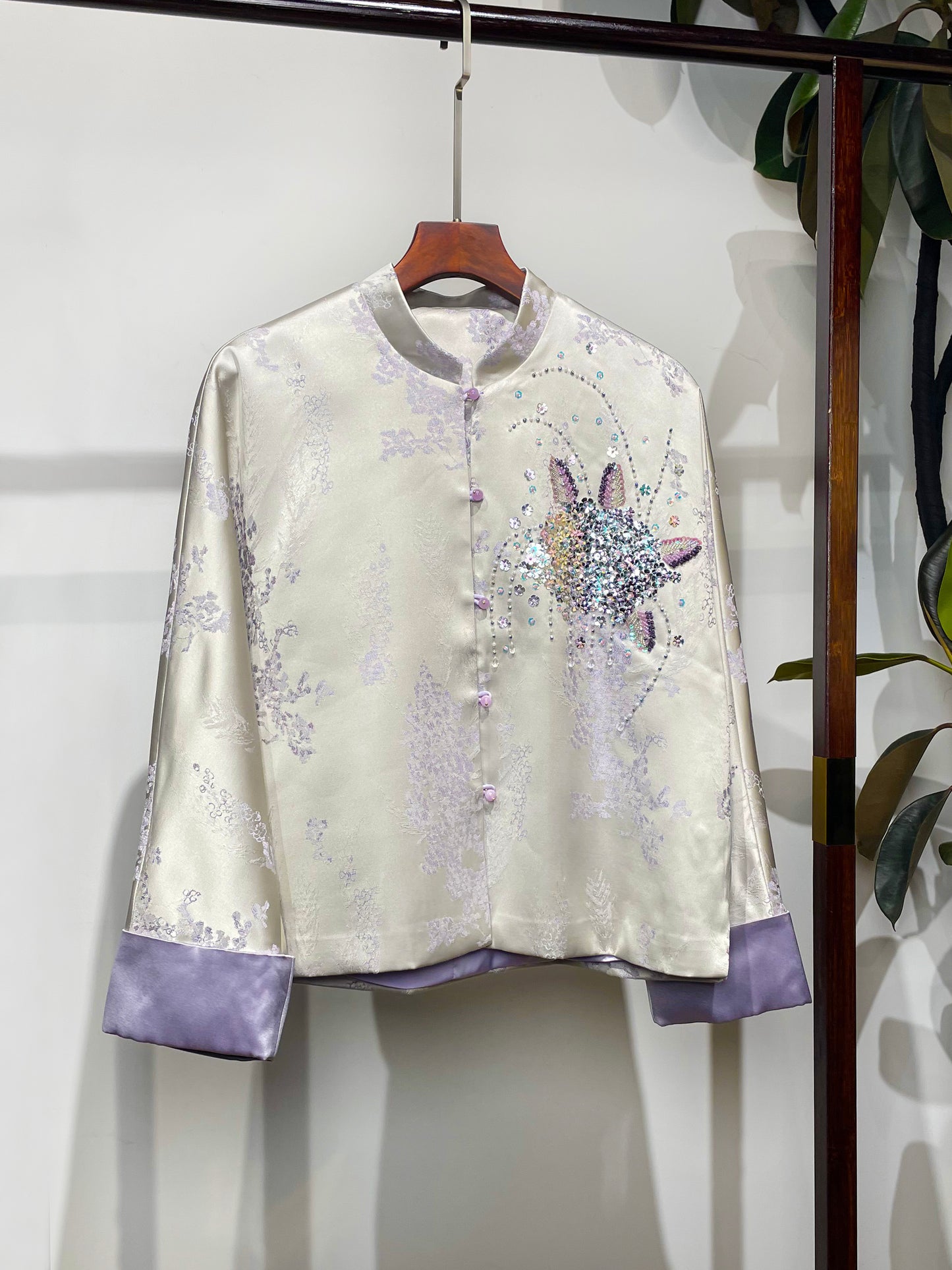 Purple Hydrangea Coat・Blossom Series Beaded Embroidery 繁花似锦系列紫色绣球花钉珠绣外套