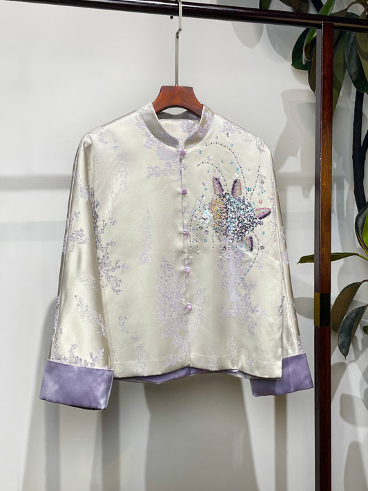 Purple Hydrangea Coat・Blossom Series Beaded Embroidery 繁花似锦系列紫色绣球花钉珠绣外套