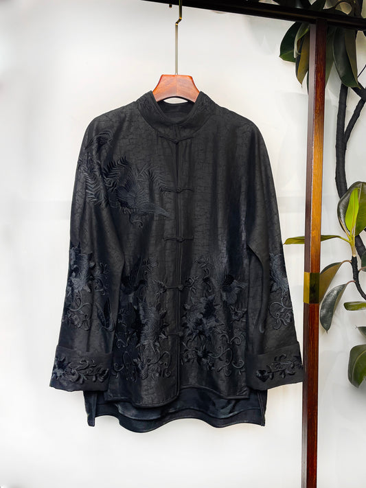 Xiangyunsha Long Coat・Dark Cloud & Deep Pool Heavy Embroidery 墨云点渊重工刺绣香云纱长款外套