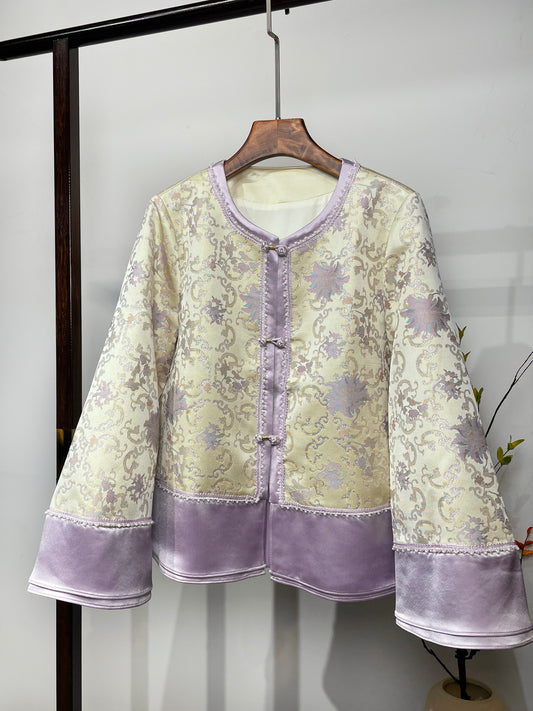 Song Brocade Coat・Purple Treasure Flower Motif, Gentle Style 宋锦宝相花纹紫色温柔外套