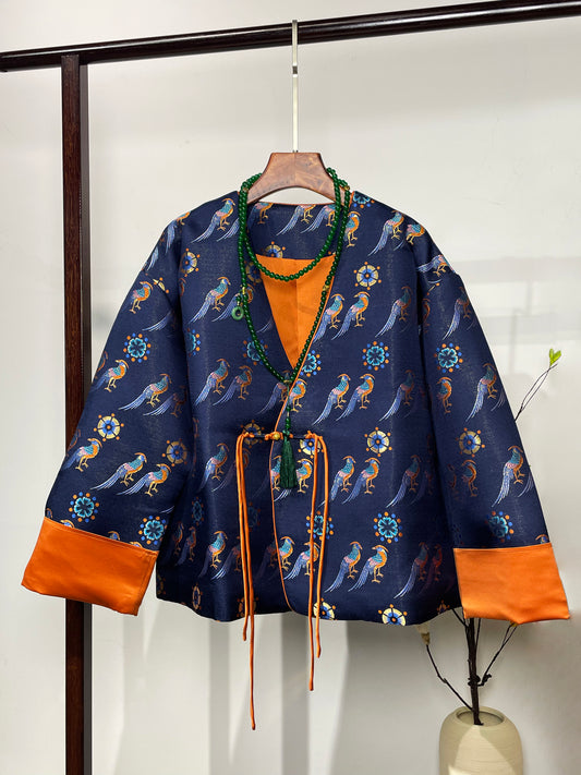 Song Brocade Coat・Five-Colored Phoenix Bird Motif 五彩翟鸟纹宋锦外套