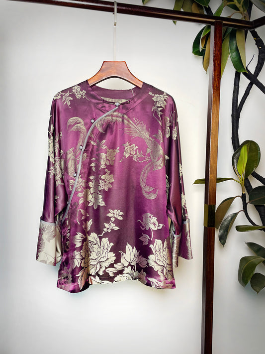 Antique Satin Garment・Purple Background Phoenix & Peony 紫地凤凰牡丹老缎太太服