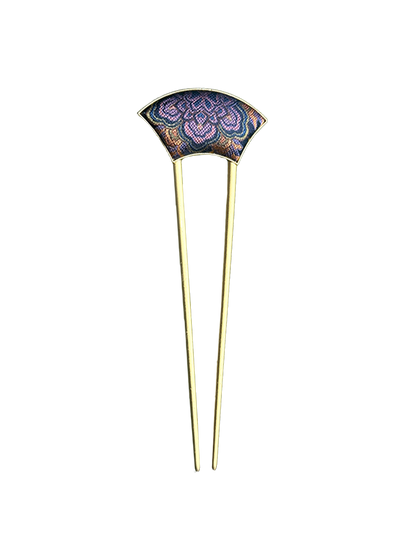 Ink Cyan Treasure Flower Song Brocade Hairpin by Lu Meiying 陆美英墨青色宝相宋锦发簪