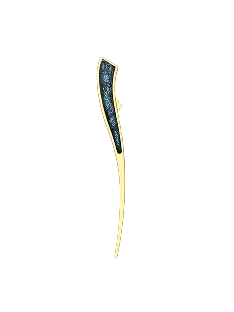 Navy Badayun Song Brocade Hairpin with Mother-of-Pearl Inlay · Shangjiukai 上久楷螺钿藏蓝八达晕宋锦发簪