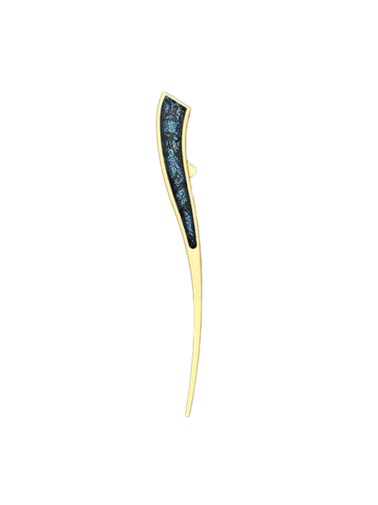 Navy Badayun Song Brocade Hairpin with Mother-of-Pearl Inlay · Shangjiukai 上久楷螺钿藏蓝八达晕宋锦发簪