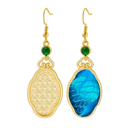 Large Cloud-shaped Vintage Silk Satin Earrings 大云朵老缎耳环