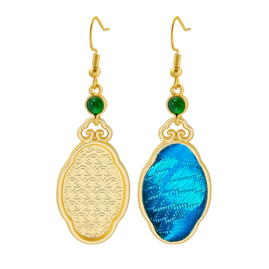 Large Cloud-shaped Vintage Silk Satin Earrings 大云朵老缎耳环