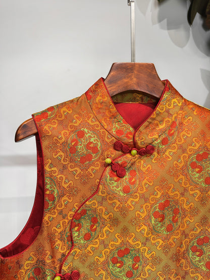 Song Brocade Waistcoat・Exquisite Lychee Motif 玲珑荔枝宋锦马甲