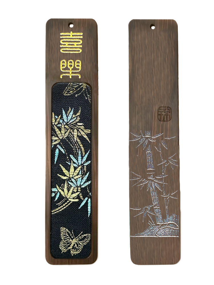 Four Gentlemen Song Brocade Bookmark by Zhang Guoquan 张国权四君子宋锦书签