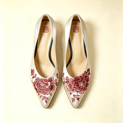 Custom Handcrafted Vintage Satin High Heels | 定制老缎复古高跟鞋