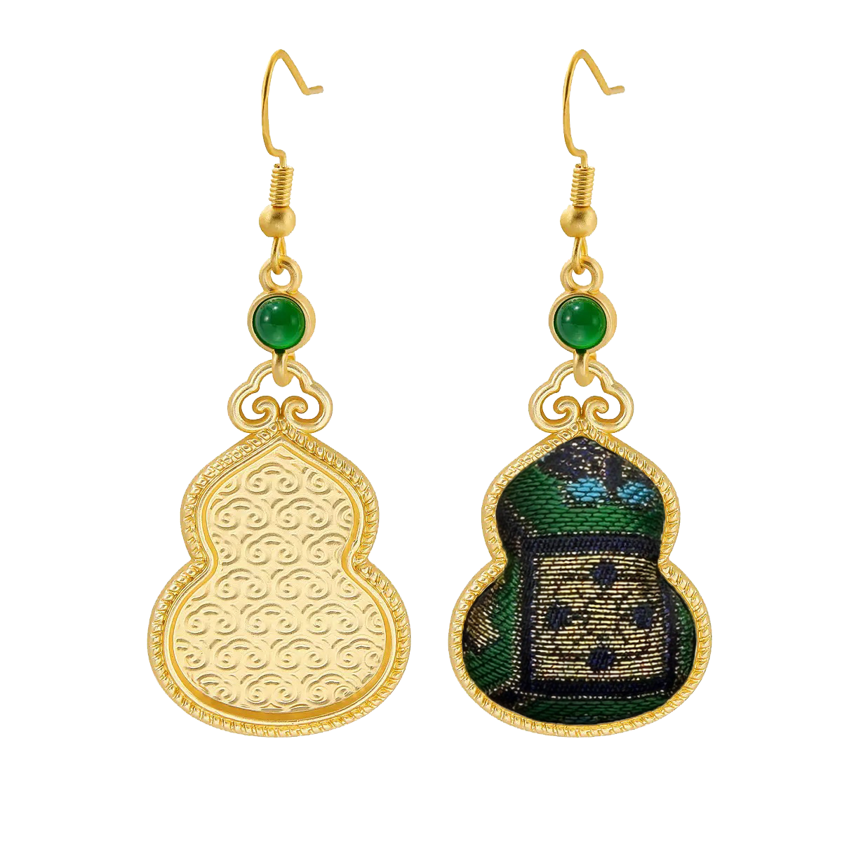 Shangjiukai Sidayun Song Brocade Gourd Earrings 上久楷四达晕宋锦葫芦耳环