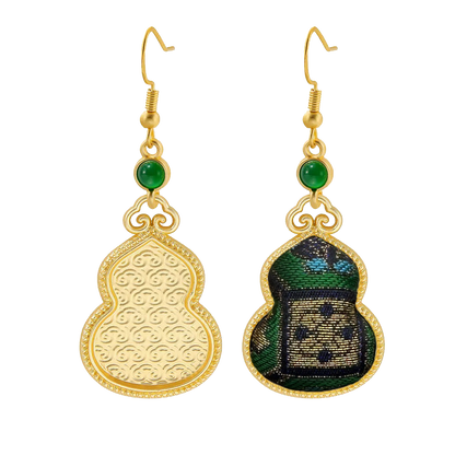 Shangjiukai Sidayun Song Brocade Gourd Earrings 上久楷四达晕宋锦葫芦耳环