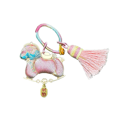 Li Dexi "Leaping Carp" Song Brocade Bag Charm 李德喜鱼跃龙门宋锦包挂