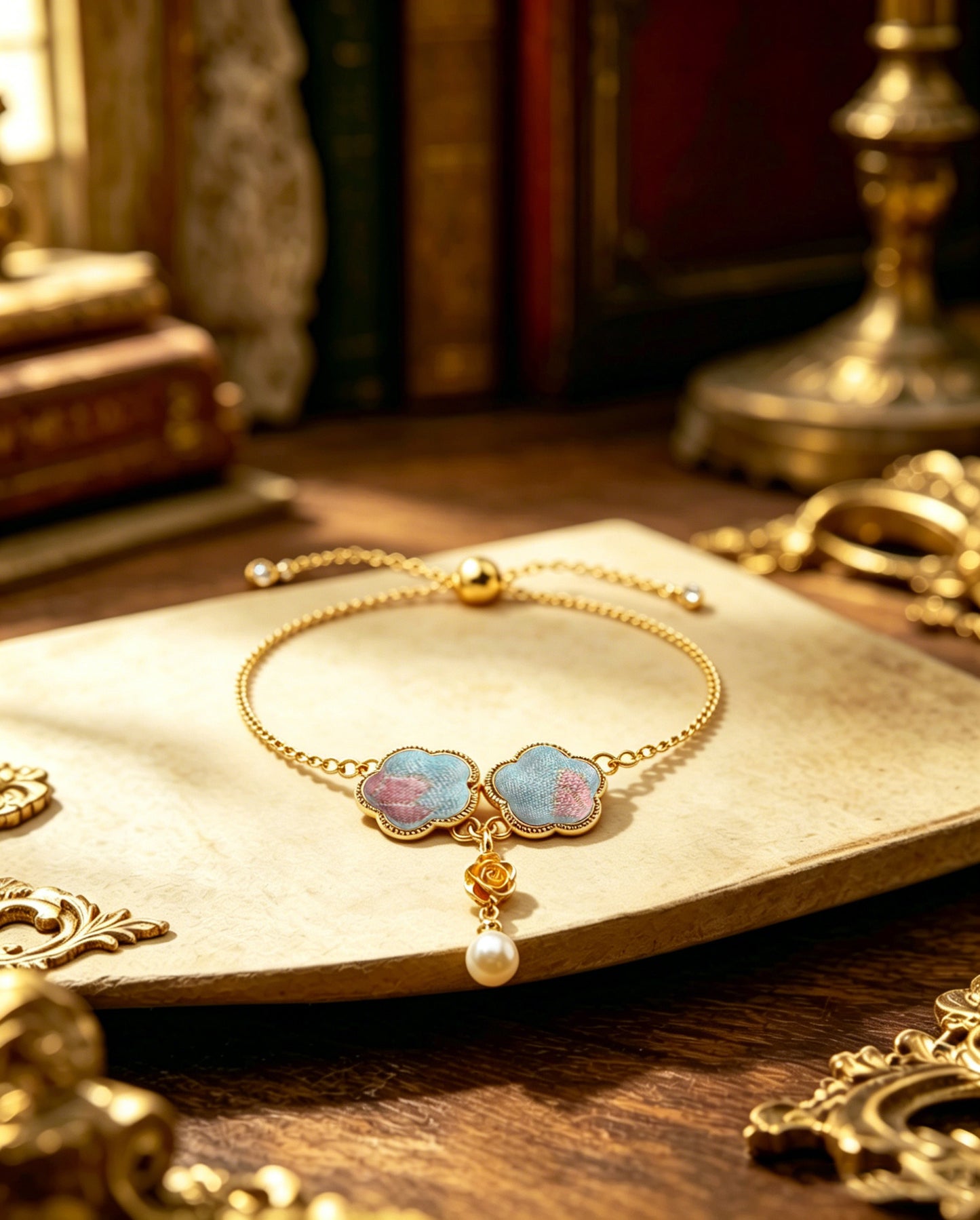 Li Dexi Peach Forest Bai Ze Song Brocade Bracelet | 李德喜桃林白泽宋锦手链