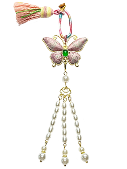 Sanma Pink Bada Yun Pattern Song Brocade Bag Charm 三马粉色八达晕纹宋锦包挂