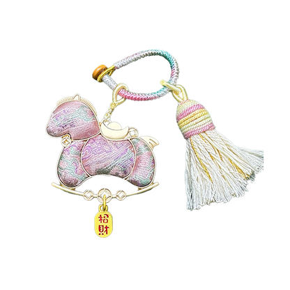 Sanma Pink "Bada Yun" Song Brocade Bag Charm 三马粉色八达晕宋锦包挂