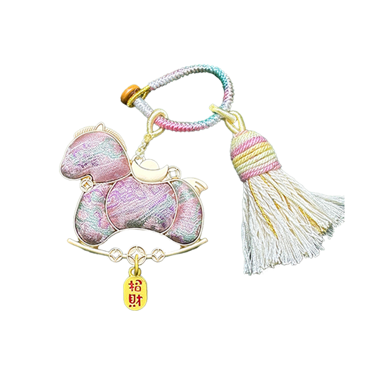 Sanma Pink "Bada Yun" Song Brocade Bag Charm 三马粉色八达晕宋锦包挂