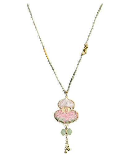 Moon & Spring Rabbit Song Brocade Necklace 周家明月兔衔春宋锦项链