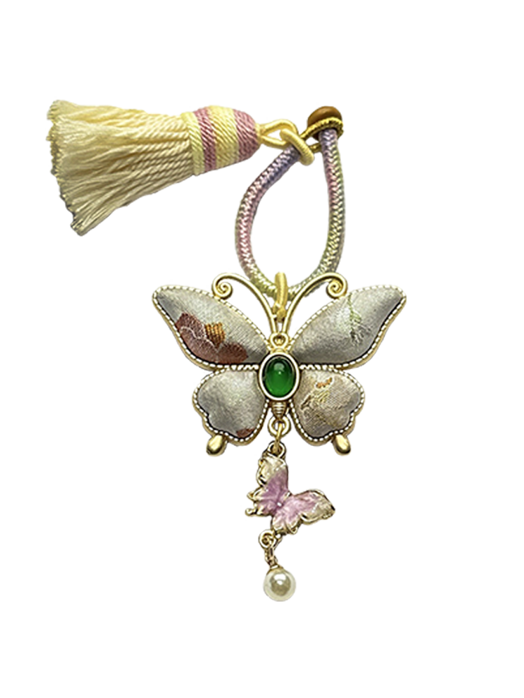 Li Dexi "Floral & Butterfly" Song Brocade Bag Charm 李德喜锦绣花蝶宋锦包挂
