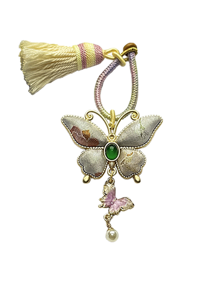 Li Dexi "Floral & Butterfly" Song Brocade Bag Charm 李德喜锦绣花蝶宋锦包挂