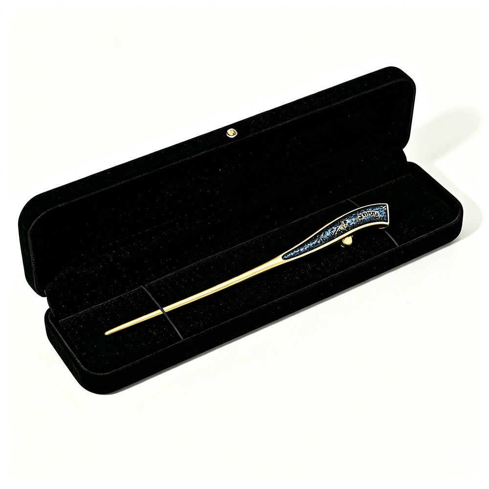 Navy Badayun with Mother-of-Pearl Inlay Song Brocade Hairpin · Shangjiukai 上久楷螺钿藏蓝八达晕宋锦发簪