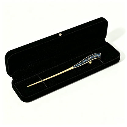 Navy Badayun with Mother-of-Pearl Inlay Song Brocade Hairpin · Shangjiukai 上久楷螺钿藏蓝八达晕宋锦发簪