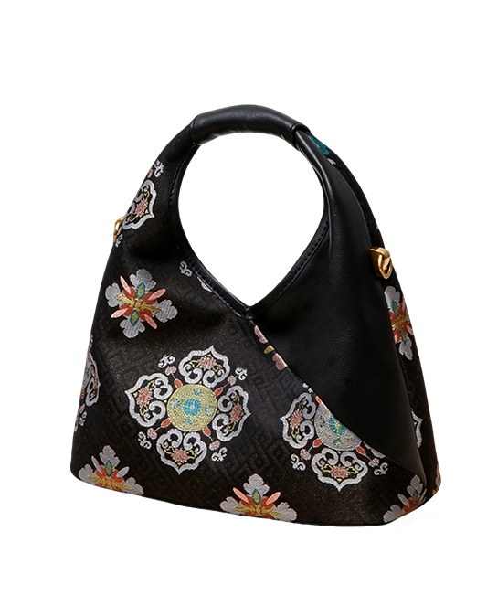 Round Floral Auspicious Motif Song Brocade Handbag 团花瑞韵宋锦手提包