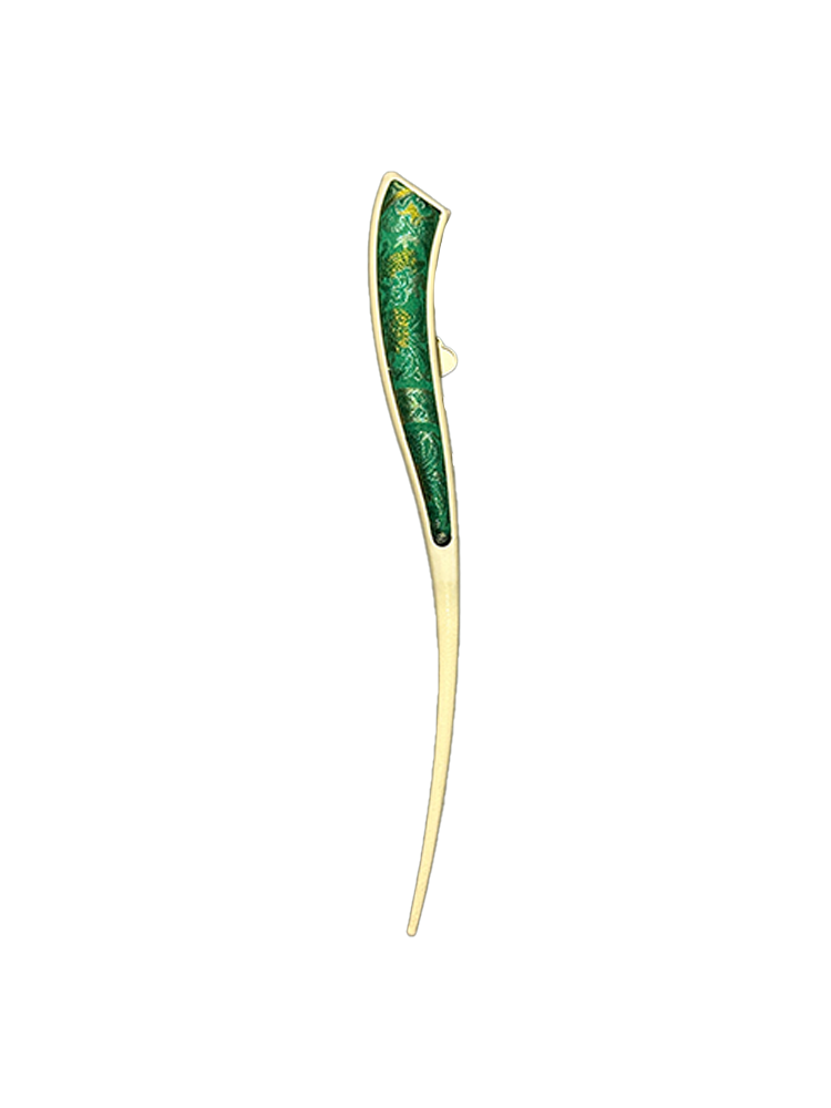 Green Eight Directions Brocade Hairpin · Sanma 三马绿色八达晕宋锦发簪