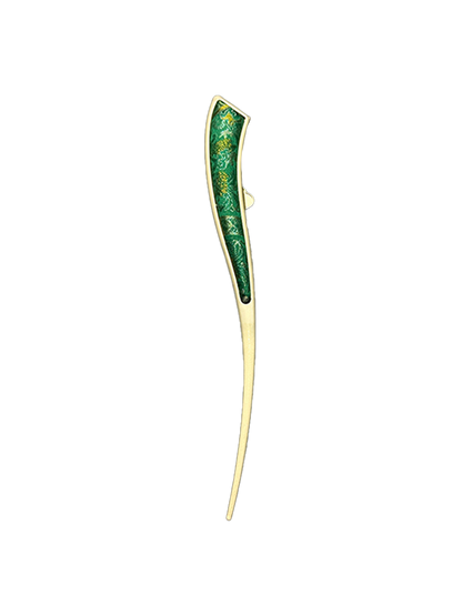 Green Eight Directions Brocade Hairpin · Sanma 三马绿色八达晕宋锦发簪