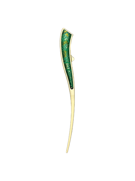 Green Eight Directions Brocade Hairpin · Sanma 三马绿色八达晕宋锦发簪