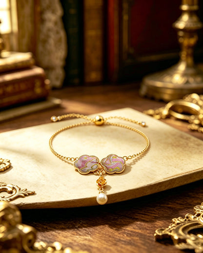 Shangjiukai Pink Victory Pattern Song Brocade Bracelet | 上久楷粉定胜纹宋锦手链