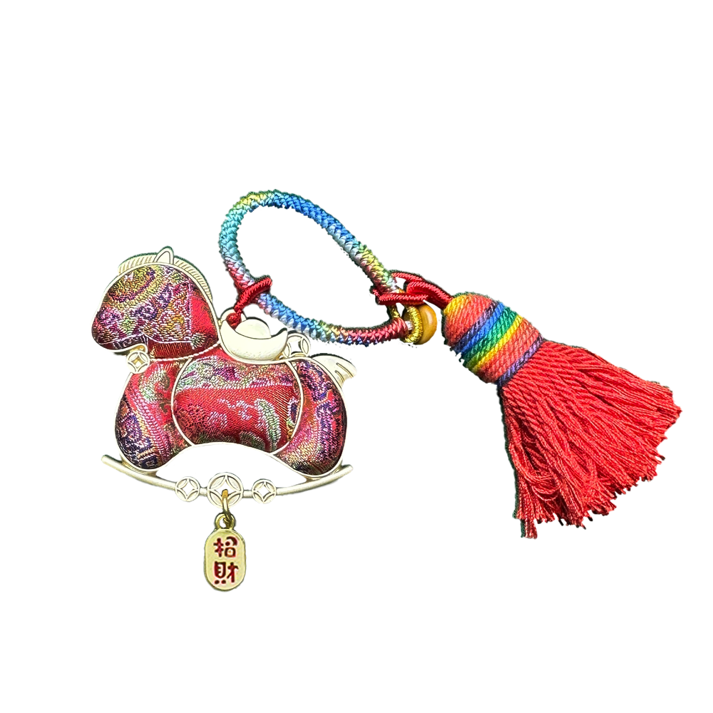 Shangjiukai Red "Bada Yun" Song Brocade Bag Charm 上久楷红八达晕宋锦包挂